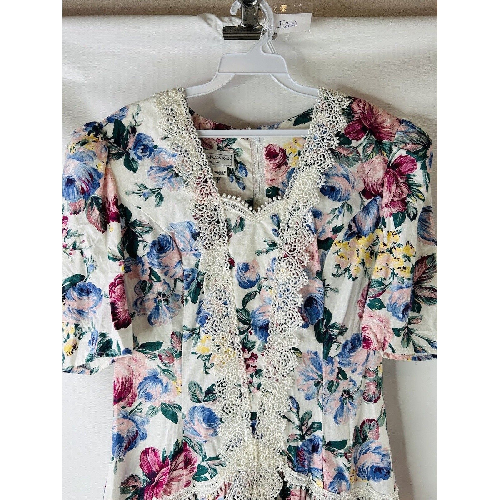 80s Jessica Mcclintock Gunne Sax Garden Party Floral Puff Sleeve Dress ...