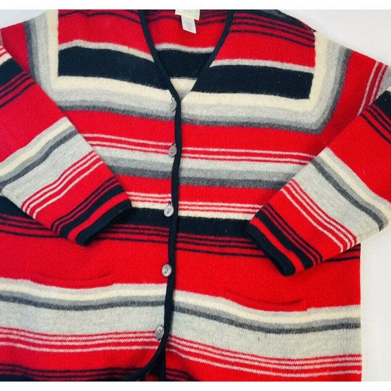 90s Womens 1XL Wool Rainbow Color Block Stripe Bu… - image 2