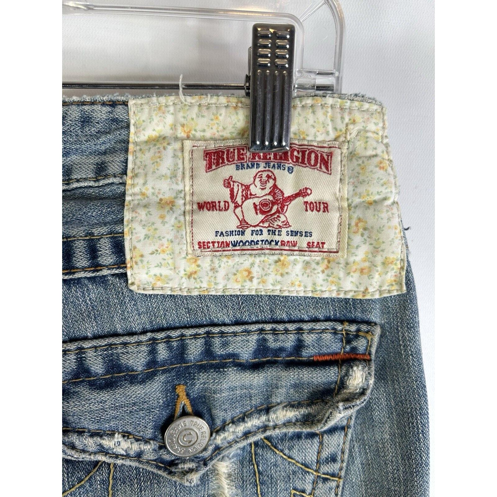 パンツ Y2K True Religion woodstock flare pant Vtg True Religion Woodstock Floral Patchwork Boho Flare