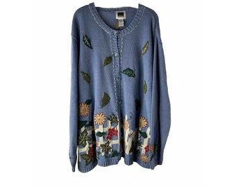 Chandail cardigan cousu floral pour femmes 3XL des années 90, nouveauté, pull en tricot pour femmes, pull vintage feuilles d'automne, pull Cardigan des années 90