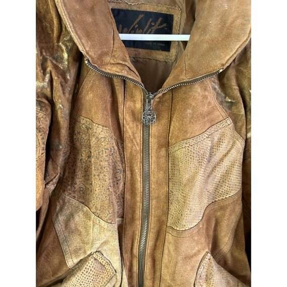 90s Womens Medium Suede Leather Patchwork Dolman … - image 8