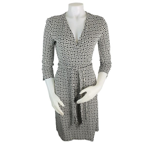 90s Diane Von Furstenburg Womens 6 Silk Slinky Belted Wrap Dress, Diane Von Furstenburg Dress, Vintage Wrap Dress, Slinky Silk Dress