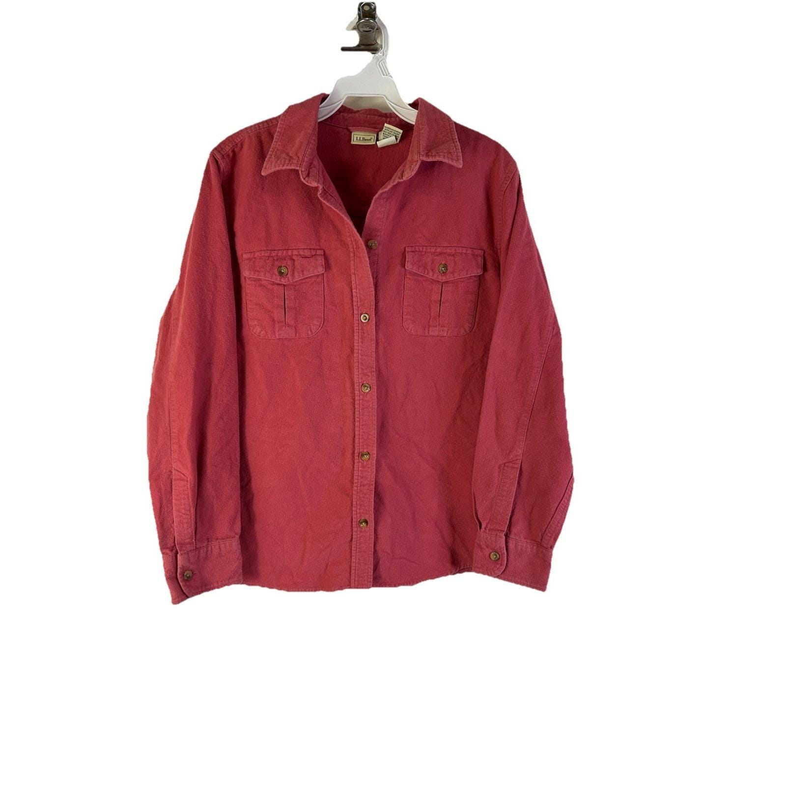 Chemisier LL Bean Grand Reg Rose Et Blanc Rayé En Coton - Taille L - Occasion Très Bon État