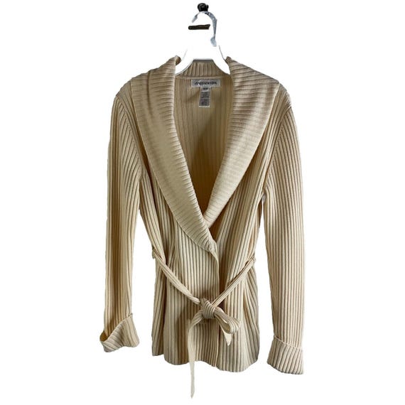 90s Womens Medium Merino Wool Ribbed Knit Cardigan Sweater Coat, Womens Knit Sweater, Vintage Merino Wool Sweater, Ribbed Knit Sweater