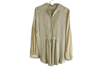 Y2K Womens Large Flowy Pleated Button Front Peasant Shirt Top Cottagecore, Womens Peasant Top, Vintage Flowy Button Shirt, Cottagecore Shirt