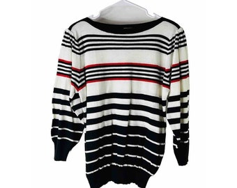 80s Womens LargeRainbow Stripe Lightweight Dolman Boatneck Sweater, Womens Lightweight Sweater, Vintage Dolman Sweater, Striped Sweater