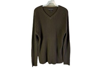 90s Banana Republic Ribbed Cotton Fitted Sweater Grunge Mens XL, Banana Republic Mens Sweater, Vintage Ribbed Knit Sweater, Grunge Sweater