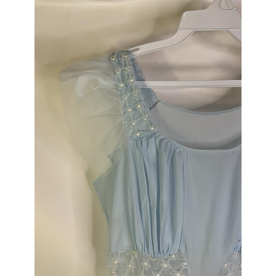 70s Womens Small Sheer Nylon Flounce Nightgown Bl… - image 4