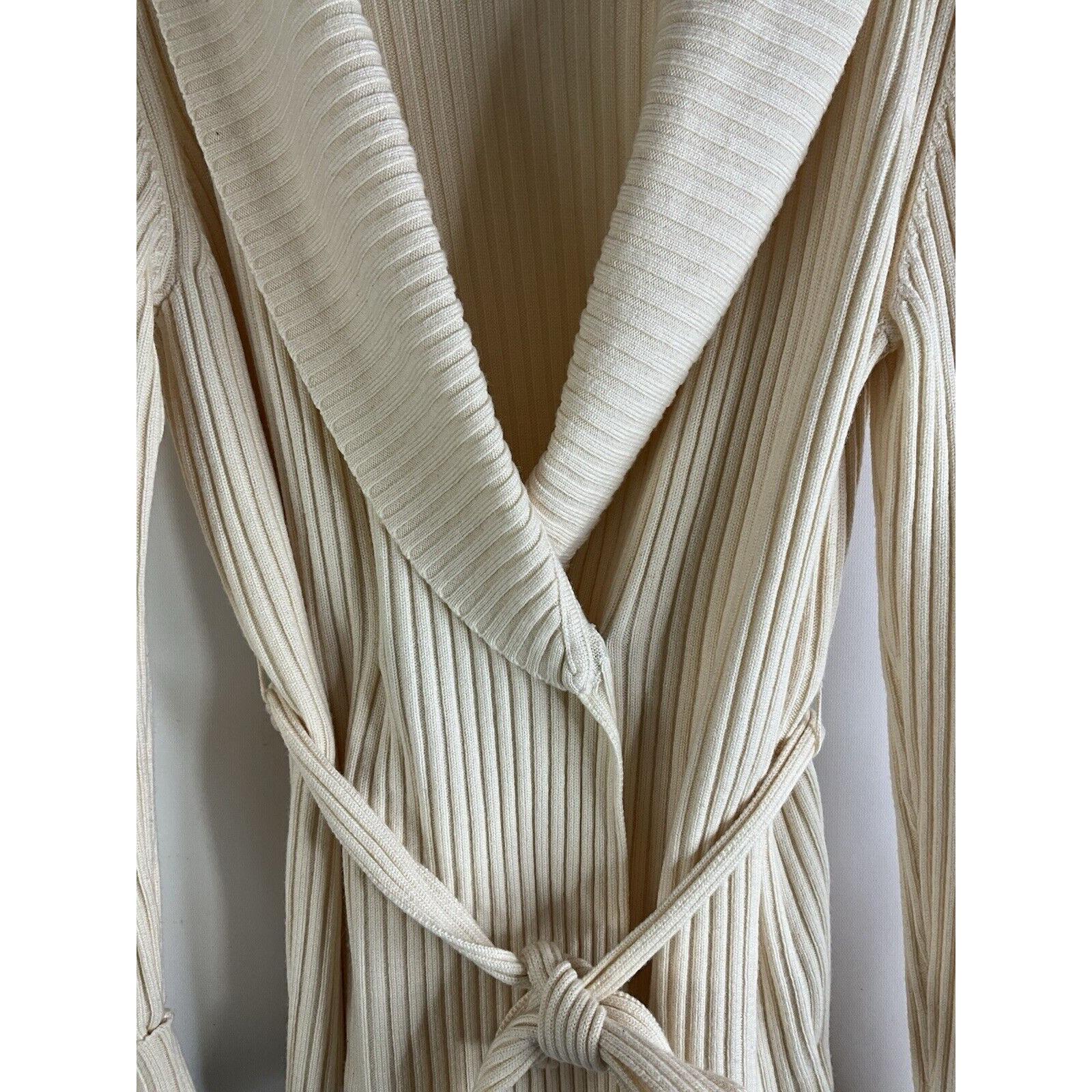 90s Womens Medium Merino Wool Ribbed Knit Cardigan Sweater Coat