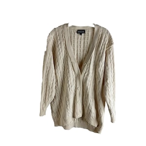 Vintage Lands'end Grey Cardigan Sweater | Simple Gray