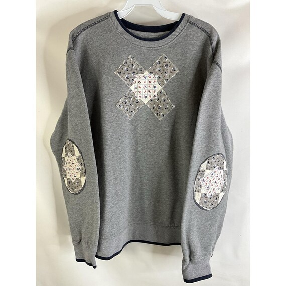 90s Womens Large Handmade Patchwork Elbow Pad Swe… - image 6