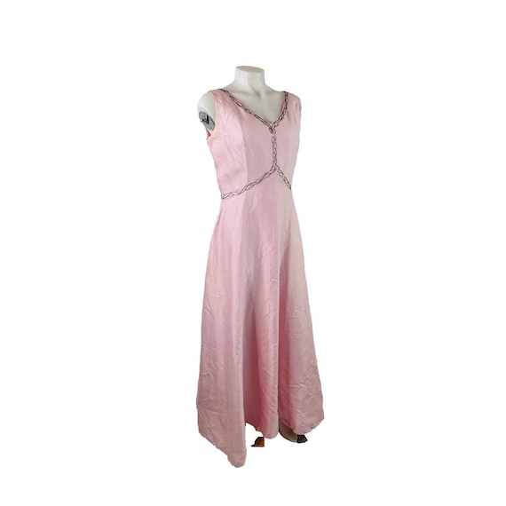 1950s Blush Pink Embellished Beaded Maxi Prom Dre… - image 1