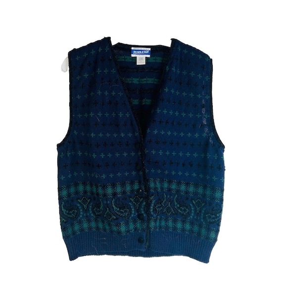 90er Jahre Pendleton Damen Große Wolle Geometrische Strickjacke