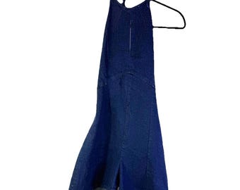 Deadstock des années 90 streetwear denim jean licou barboteuse body moyen, barboteuse en denim pour femmes, carcasse vintage barboteuse vintage, combinaison en jean