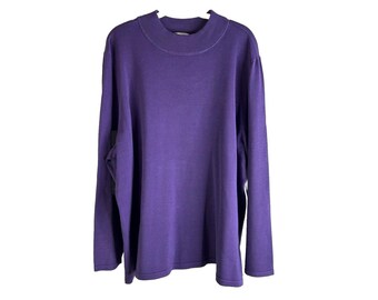 Pull à col rond blanc en tricot de soie Pendleton pour femmes des années 90 3XL violet, pull Pendleton pour femmes, pull en tricot de soie vintage, pull blanc