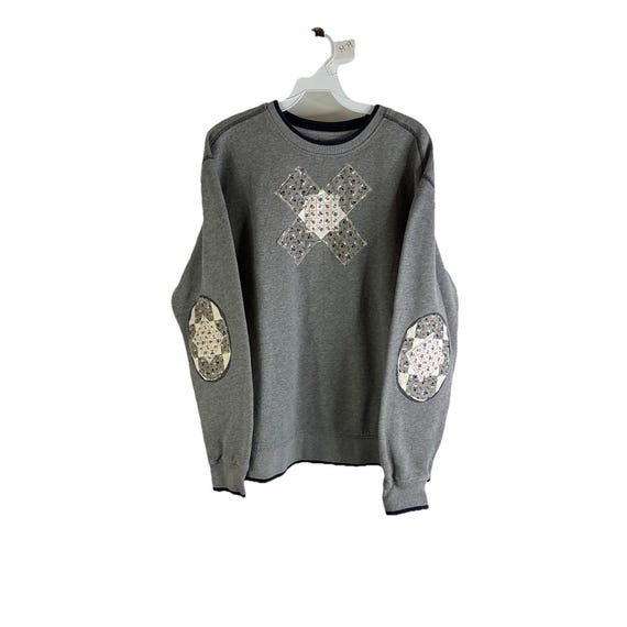 90s Womens Large Handmade Patchwork Elbow Pad Swe… - image 1