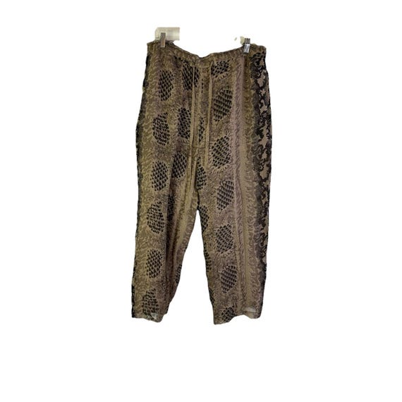 80s Womens Medium Silk Python Snake Print Flowy P… - image 1