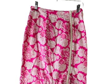 Spódnica z imitacją koperty Lilly Pulitzer Pink Floral z lat 90. Preppy Vacation Palm Beach, damska spódnica Lilly Pulitzer, spódnica Vintage Preppy