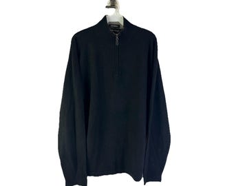 Suéter vintage de cachemir de los 90 con media cremallera, talla XL de hombre