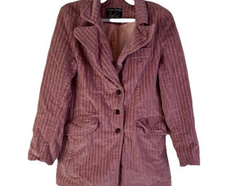 Veste blazer en velours côtelé baleine large grunge Academia des années 70 pour femme, petite veste vintage en velours côtelé baleine large, blazer vintage en velours côtelé,