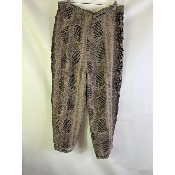 80s Womens Medium Silk Python Snake Print Flowy P… - image 7