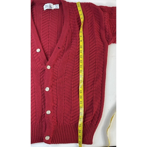VTG 80s Mens XL Cotton Cable Knit Dad Cardigan Sw… - image 7