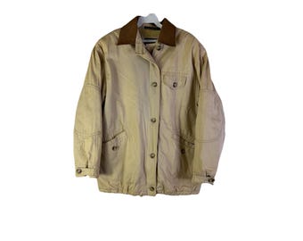 90s Streetwear Barn Chore Coat Leather Collar Insulated Mens Small, Mens Chore Coat, Vintage Barn Coat, Leather Collar Coat