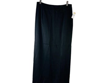 NOS Vintage 90s Womens 12 Black Satin Long Straight Ankle Skirt Capsule Cocktail, Womens Satin Skirt, Vintage Cocktail Skirt, Black Skirt