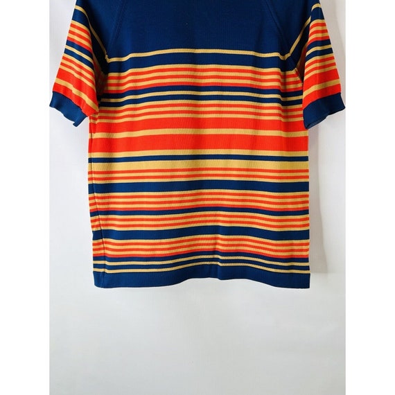 70s Womens Large Color Block Stripe Knit Collared… - image 5