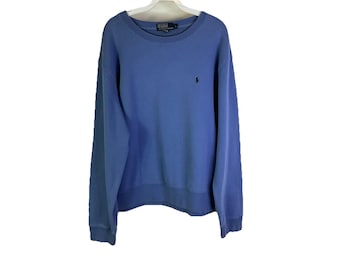 90s Polo Ralph Lauren Mens Large Pony Stitched Faded Crewneck Sweatshirt, Polo Ralph Lauren Sweatshirt, Mens Ralph Lauren Sweatshirt
