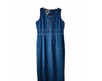 90's Grunge Denim and Chiffon Maxi Dress