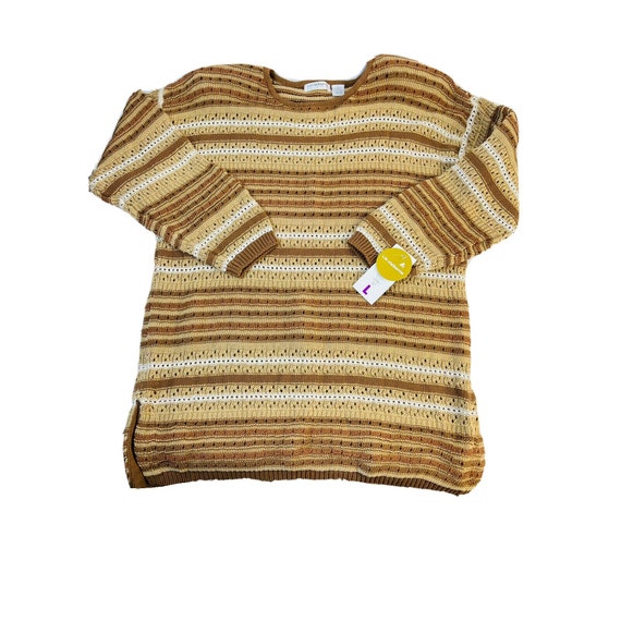 NOS Y2K Womens Large Crochet Knit Color Block Bag… - image 1