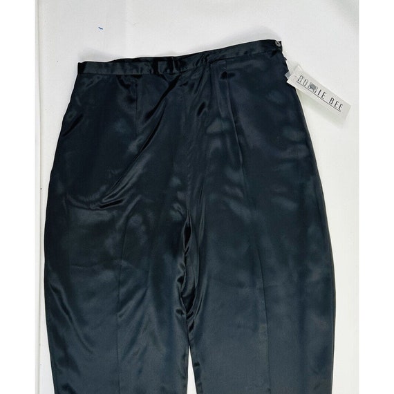 NOS 1990s Womens 12 Silk Satin Flowy Pants Black … - image 3