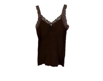 Y2K Energie Womens Small Lace Trim Fitted Tank Top Shirt Grunge Rave, Vintage Energie Tank Top, Womens Lace Trim Tank Top, Baby Doll Shirt
