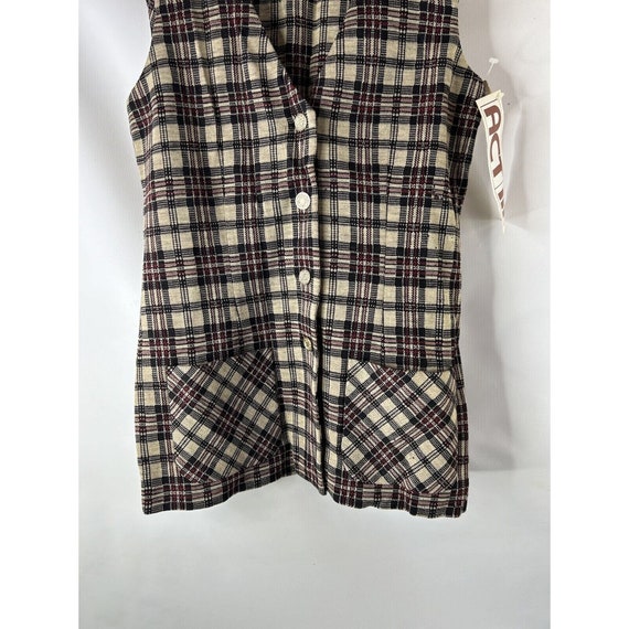 NOS 70s Womens 12 Plaid Knit Belted Jacket Blazer… - image 5