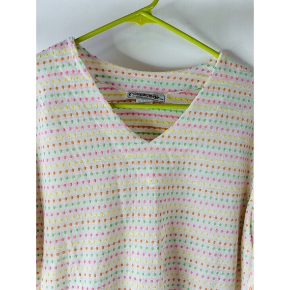80s Womens Large Pastel Polka Dot Baggy Shirt Blo… - image 2