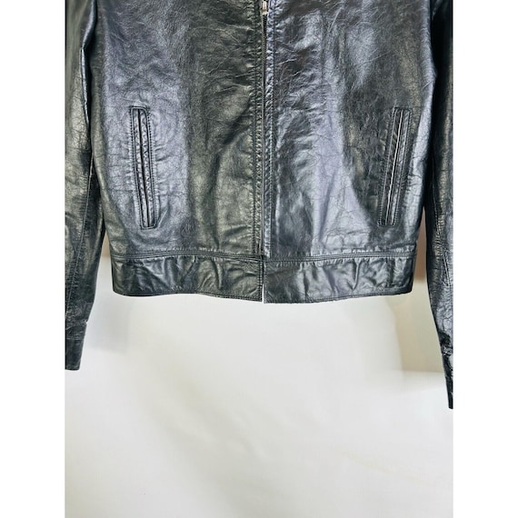 90s Express Womens 4 Distressed Leather Zip Cropp… - image 2