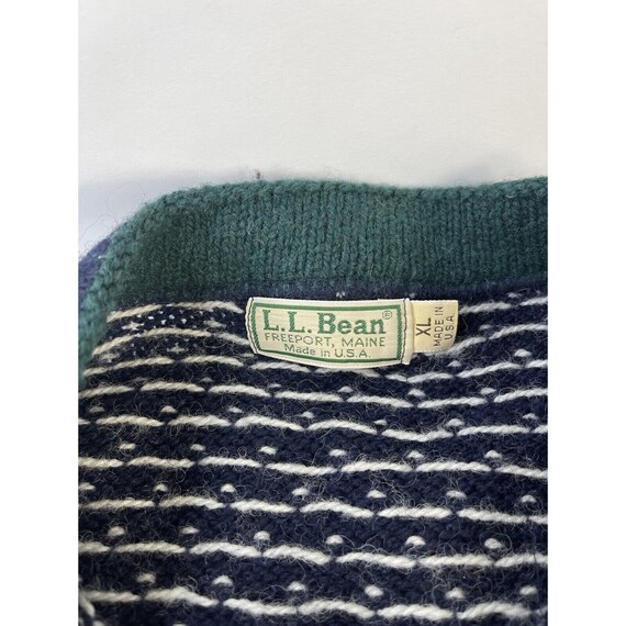 80s L.L. Bean Womens XL Wool Fair Isle Knit Cardi… - image 4