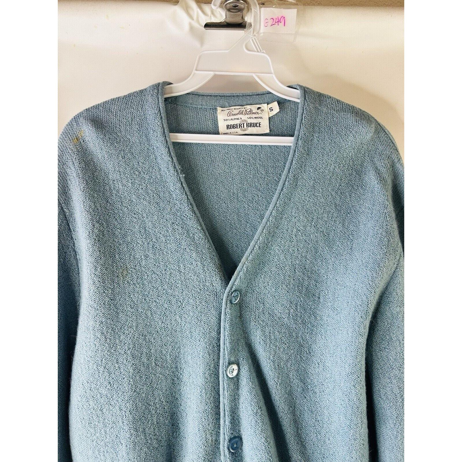 60s Mens Small Alpaca Wool Knit Cardigan Sweater USA Dad