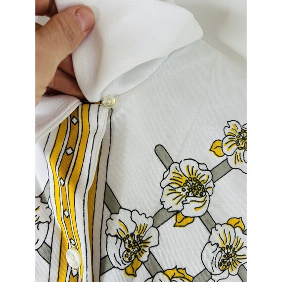 VTG 70s Womens Medium Pointed Loop Collar Floral … - image 8