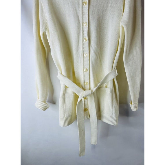 70s Womens Larg Knit Hood Belt Cardigan Sweater C… - image 4