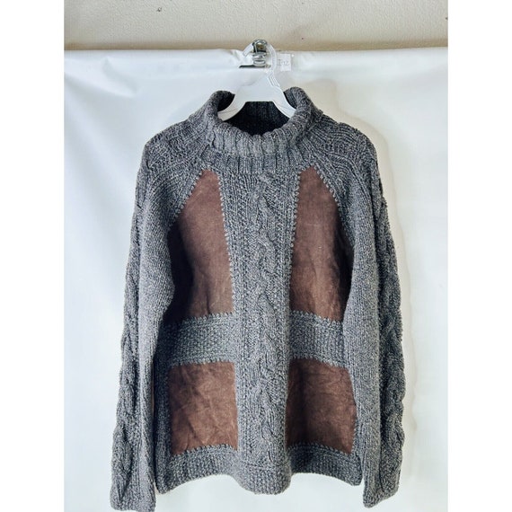 90s Womens Large Merino Wool Chunky Cable Knit Co… - image 4