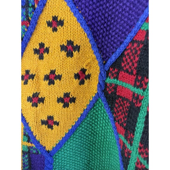 90s Whimsy Streetwear Rainbow Patchwork Cardigan … - image 9