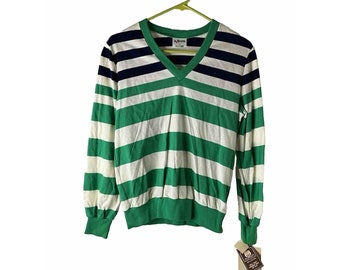 NOS 80s Womens Large Color Block Stripe Lightweight Sweater USA Streetwear, Womens Lightweight Sweater, Vintage Color block Sweatshirt