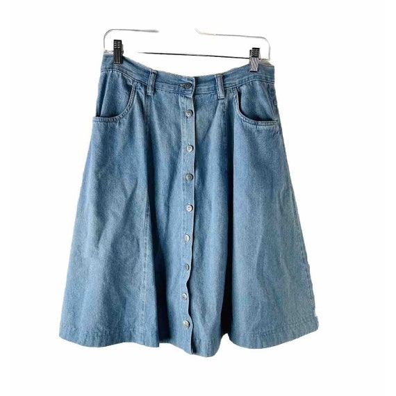 Y2K Womens 14 Denim Jean Button Front Knee Skirt G