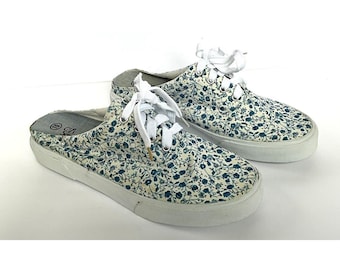 Y2K Streetwear Womens 10 Floral Tennis Shoes Clogs Platform Grunge, Womens Athletic Shoes, Vintage Platform Sneakers, Floral Shoes