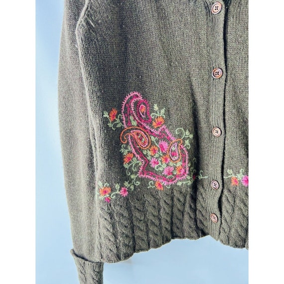 90s Eddie Bauer Womens Medium Lambswool Paisley Stitched Cardigan Sweater Eddie Bauer Womens Sweater Vintage Lambswool Sweater Sweater