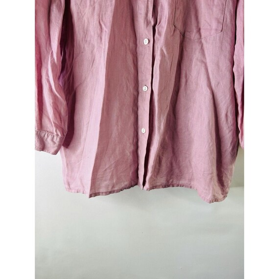 90s Womens XL Linen Button Front Blouse Shirt Pur… - image 3