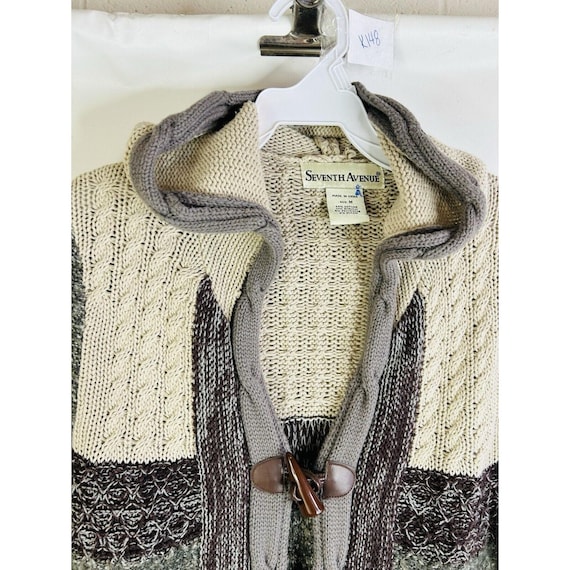 90s Womens Medium Patchwork Toggle Hooded Cardiga… - image 3