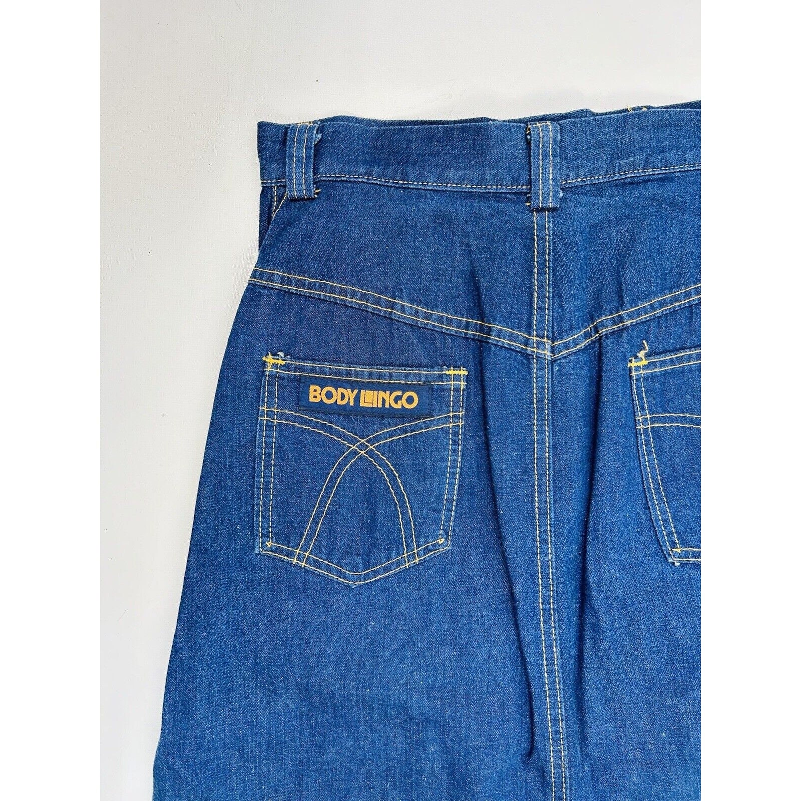 絶妙なデザイン Womens 80s Medium Denim Jean Length Knee Blue Indio Darkwash トップス
